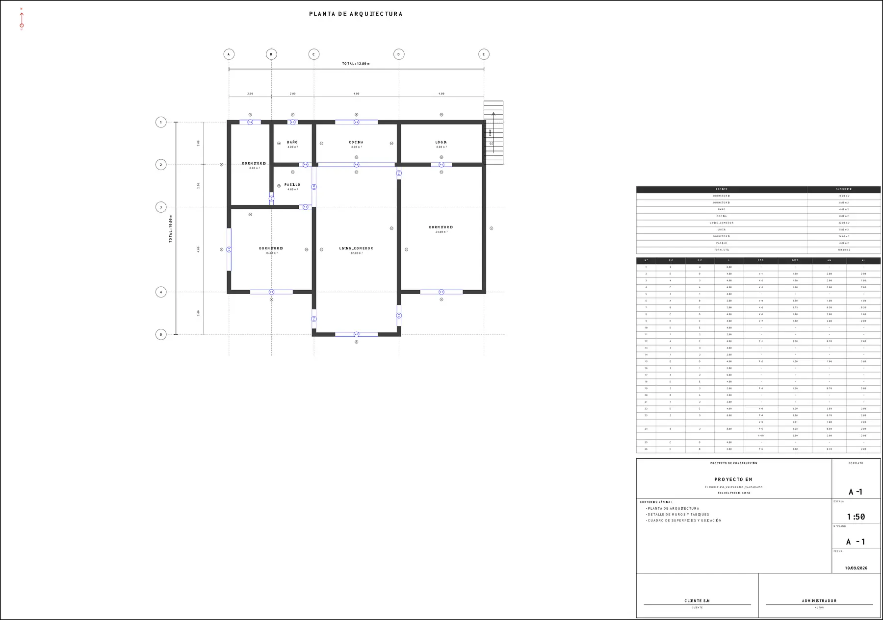 Plano de planta con cotas